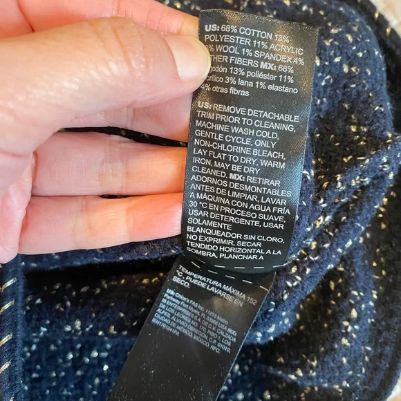 White House Black Market navy tweed cardigan jacket xs - Picture 4 of 4